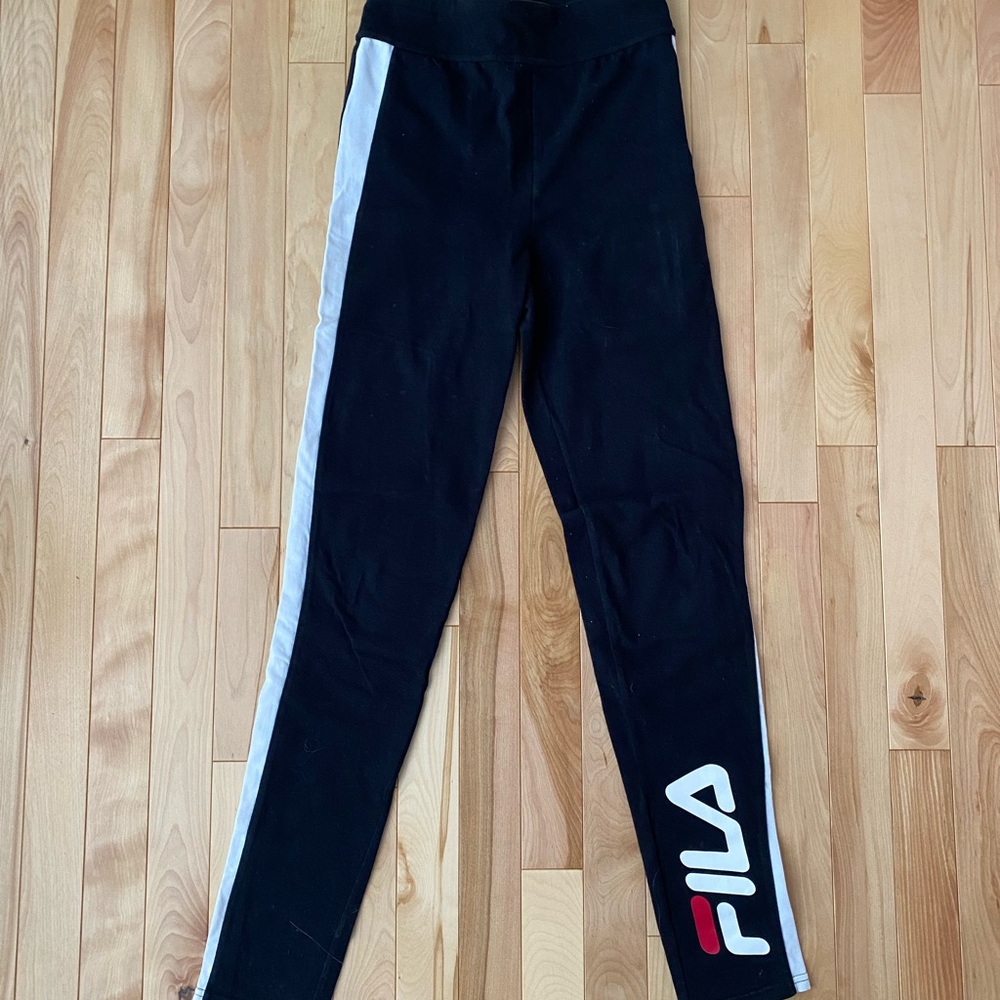 Fila Kids Leggings in Black with White and Red Accents